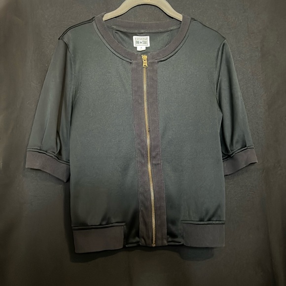 Converse Cropped Lightweight Sporty Satiny Jacket - Picture 1 of 3